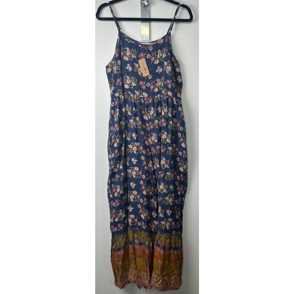 NEW Natural Life Zoe Wide-Leg Jumpsuit Size M Slate Floral Blooms Multicolor C29 - Picture 2 of 9